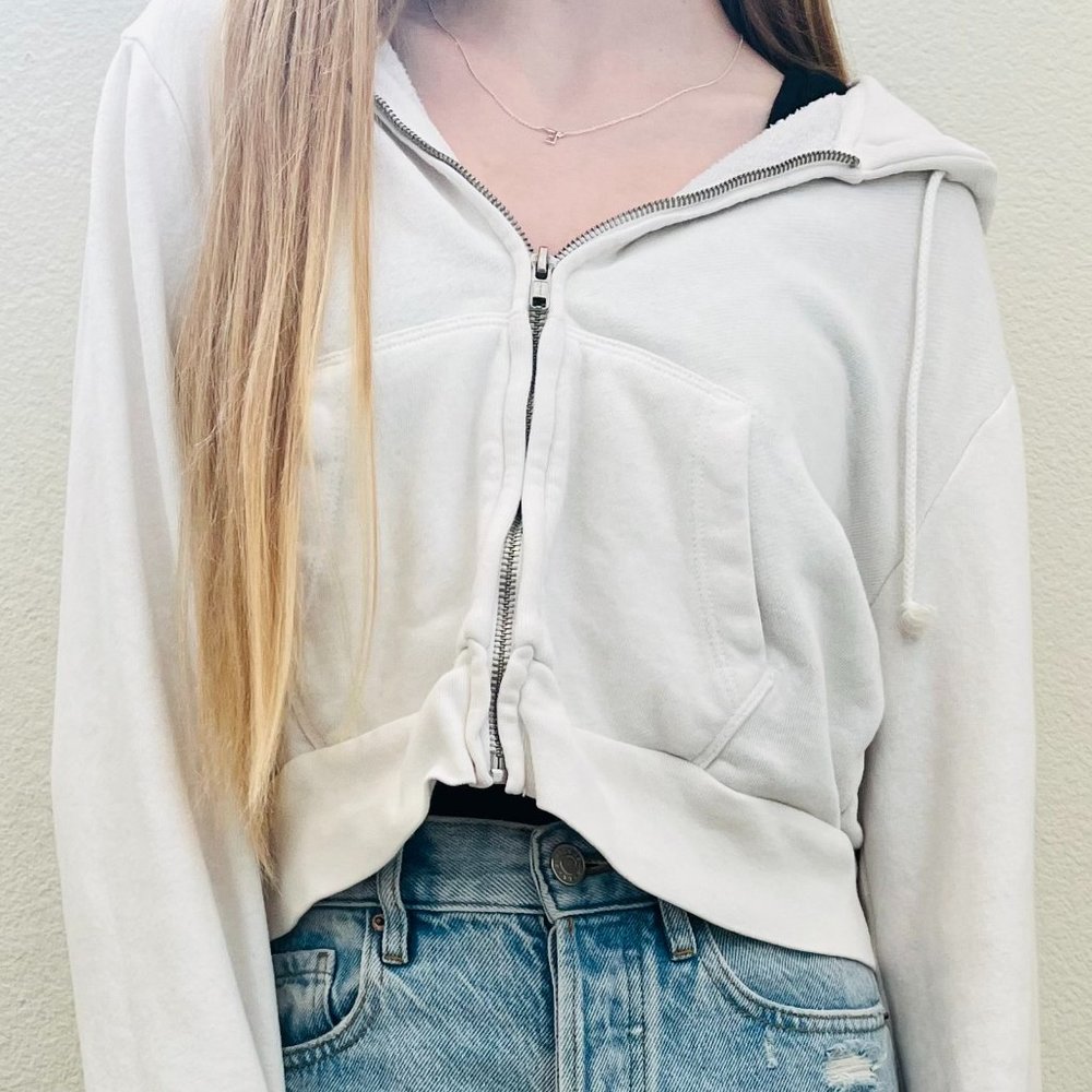 Brandy Melville White Crystal Hoodie